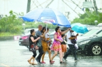 市民撑伞走在瓢泼大雨中    记者任勇 摄 - 新浪湖北