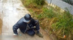 老人雨中摔倒在地 民警用防暴盾牌为其挡雨等救护车 - 新浪湖北
