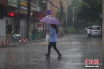 6月18日下午，云南省昆明市突降暴雨，市民冒雨出行。 中新社记者 刘冉阳 摄 - 新浪湖北
