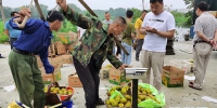 图为荆门市扶贫工作队队员帮村民销售梨子。新华网发 - 新浪湖北