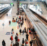 资料图：旅客在武汉火车站站台准备乘坐高铁列车。 - 新浪湖北