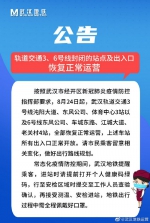 武汉地铁3、6号线封闭站点及出入口恢复运营 - 新浪湖北