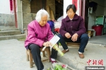 图为102岁的鞠兰英老人正在理菜。中新社记者吴淘淘摄 - Hb.Chinanews.Com